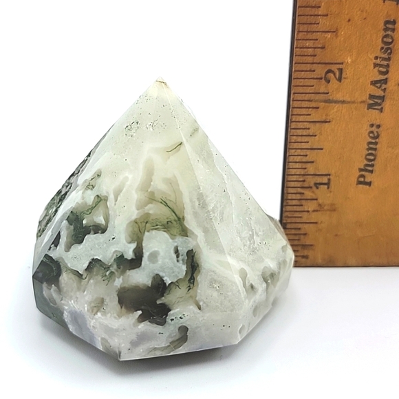 Large Moss Agate Faceted Diamond Cut Shape Natural Gemstone Hand Made - Picture 9 of 10